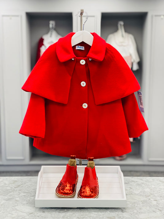AW25 BABINE Red Girls Cape Coat - 2612725