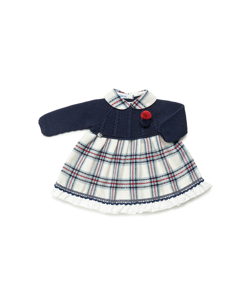 JULIANA Hechizo Girls Navy Check Dress - 24638