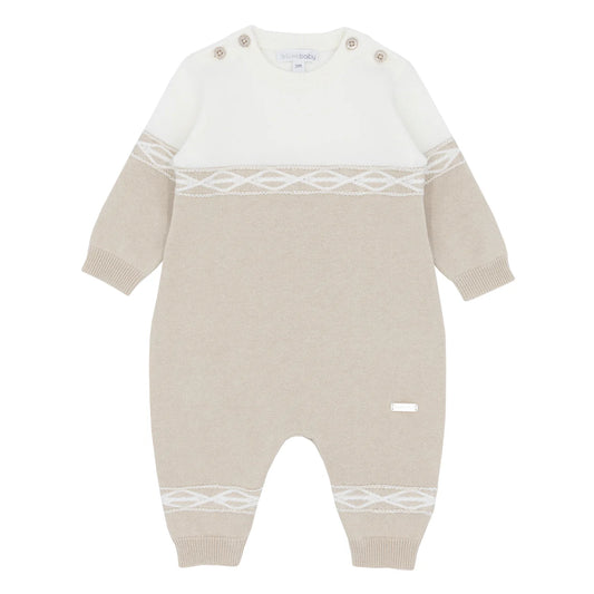 AW25 BLUES BABY Bruges Boys Cream & Beige Knitted Romper - 2133