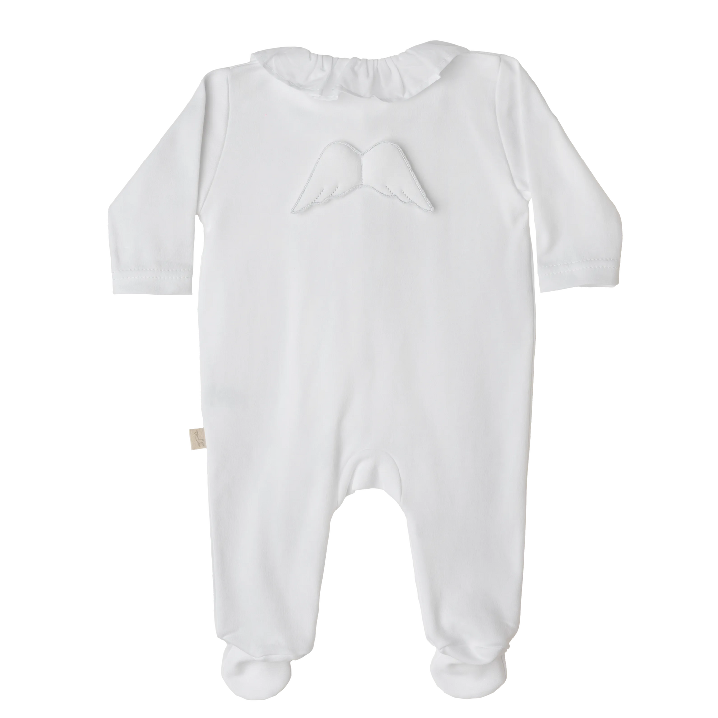 BABY GI Angel Wings White Unisex Frill Collar Cotton Babygrow