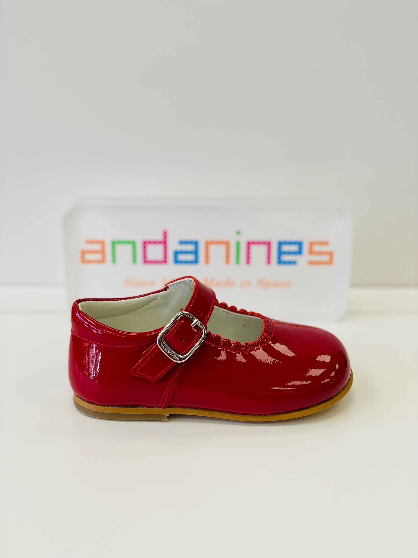 ANDANINES Baby Girls Red Patent Leather Mary Jane Shoes