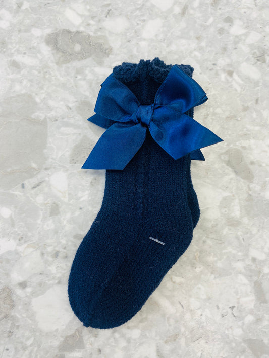 AW25 JULIANA Armonia Navy Openwork Socks with Satin Bow - 521
