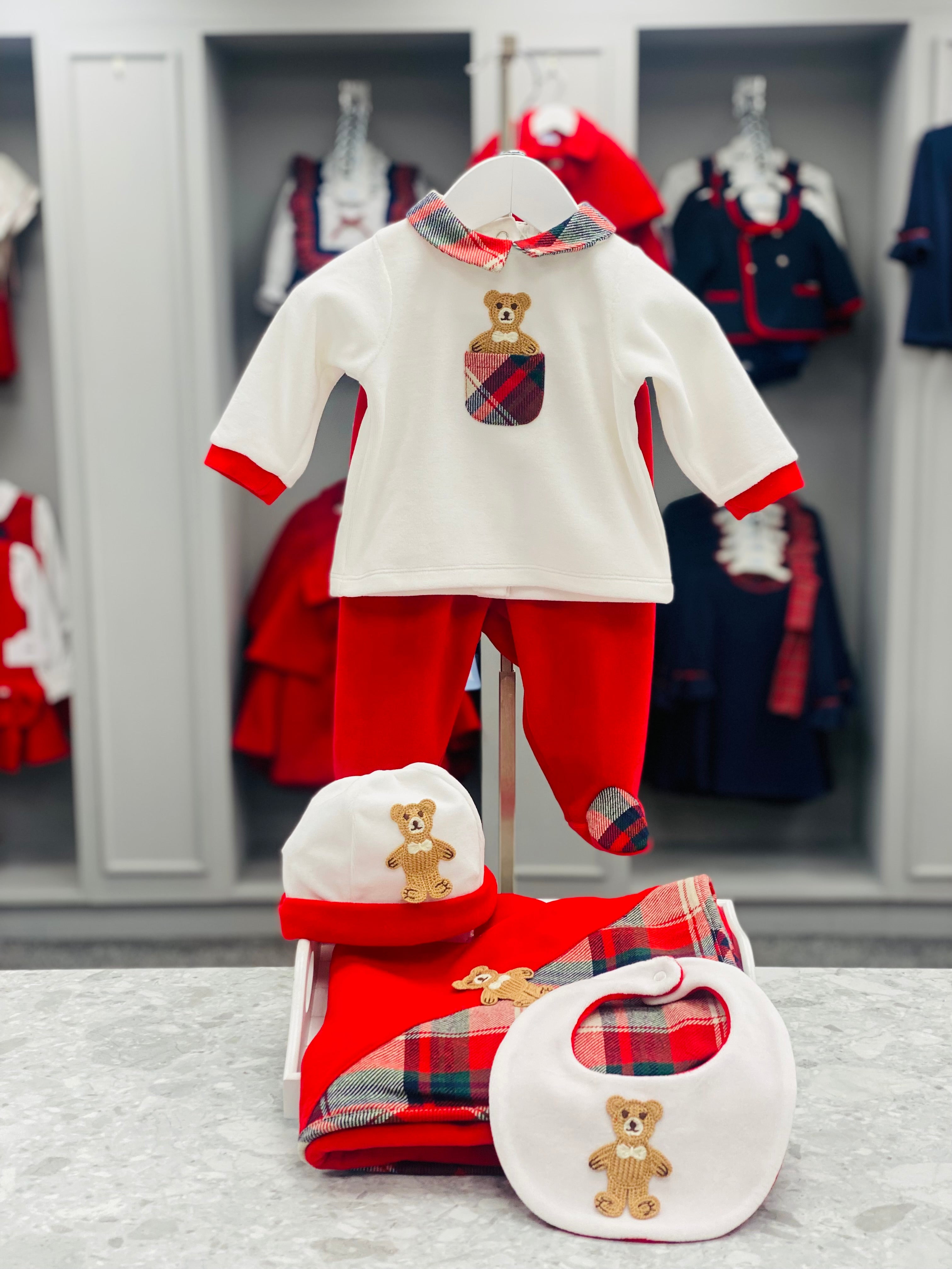 AW25 DEOLINDA Christmas Boys Red Teddy Trouser Set - 25206