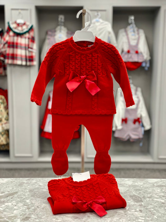 ROCHY Red Cable Knit Baby Girls Set - NON RETURNABLE