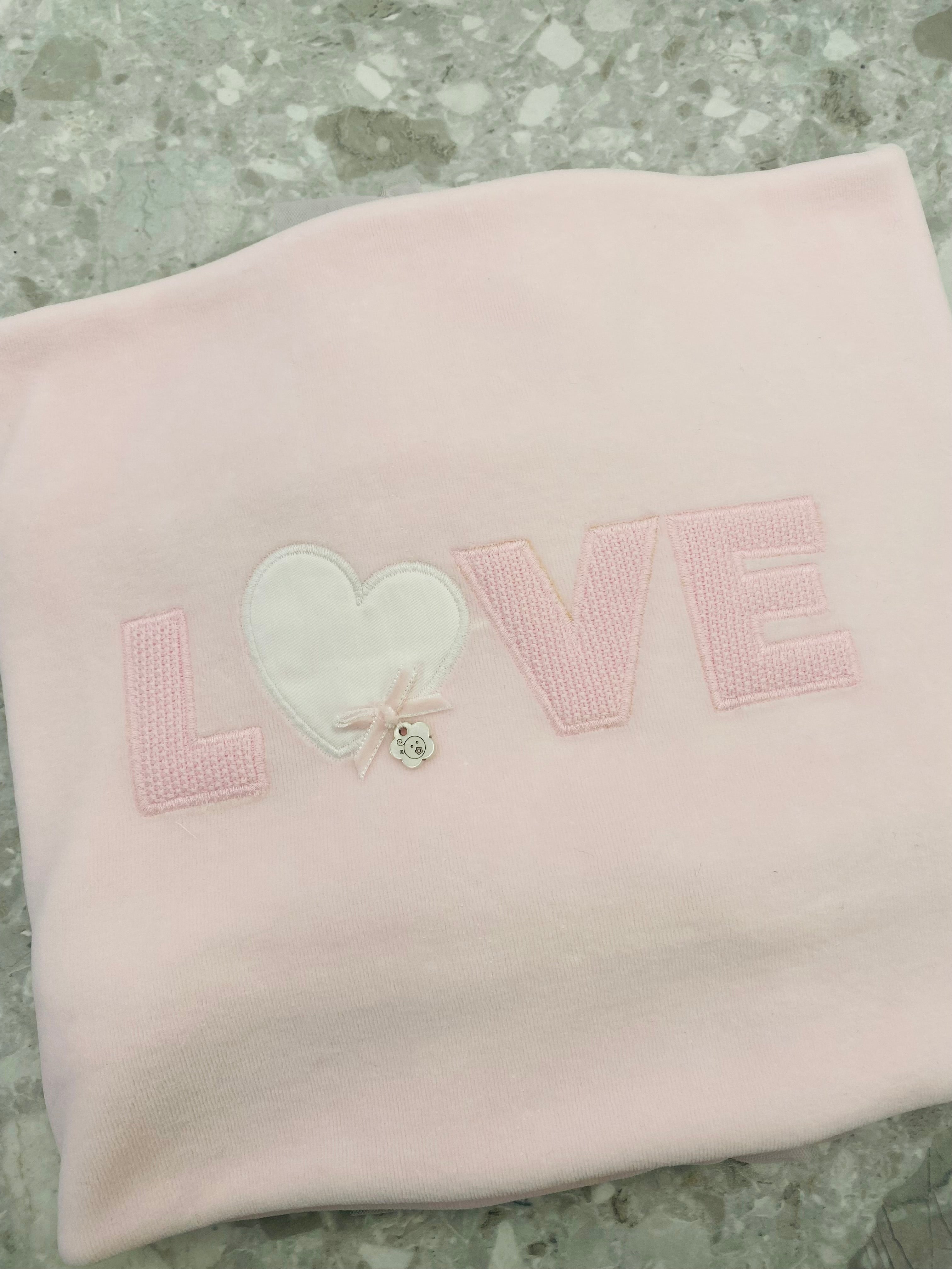 AW25 DEOLINDA Love Girls Pink Velour & Tulle Blanket - 25M07