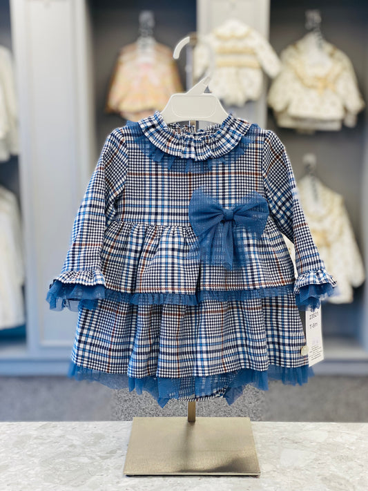 BASMARTI AW23 Blue Check Baby Girls Dress & Knickers - CLEARANCE SALE