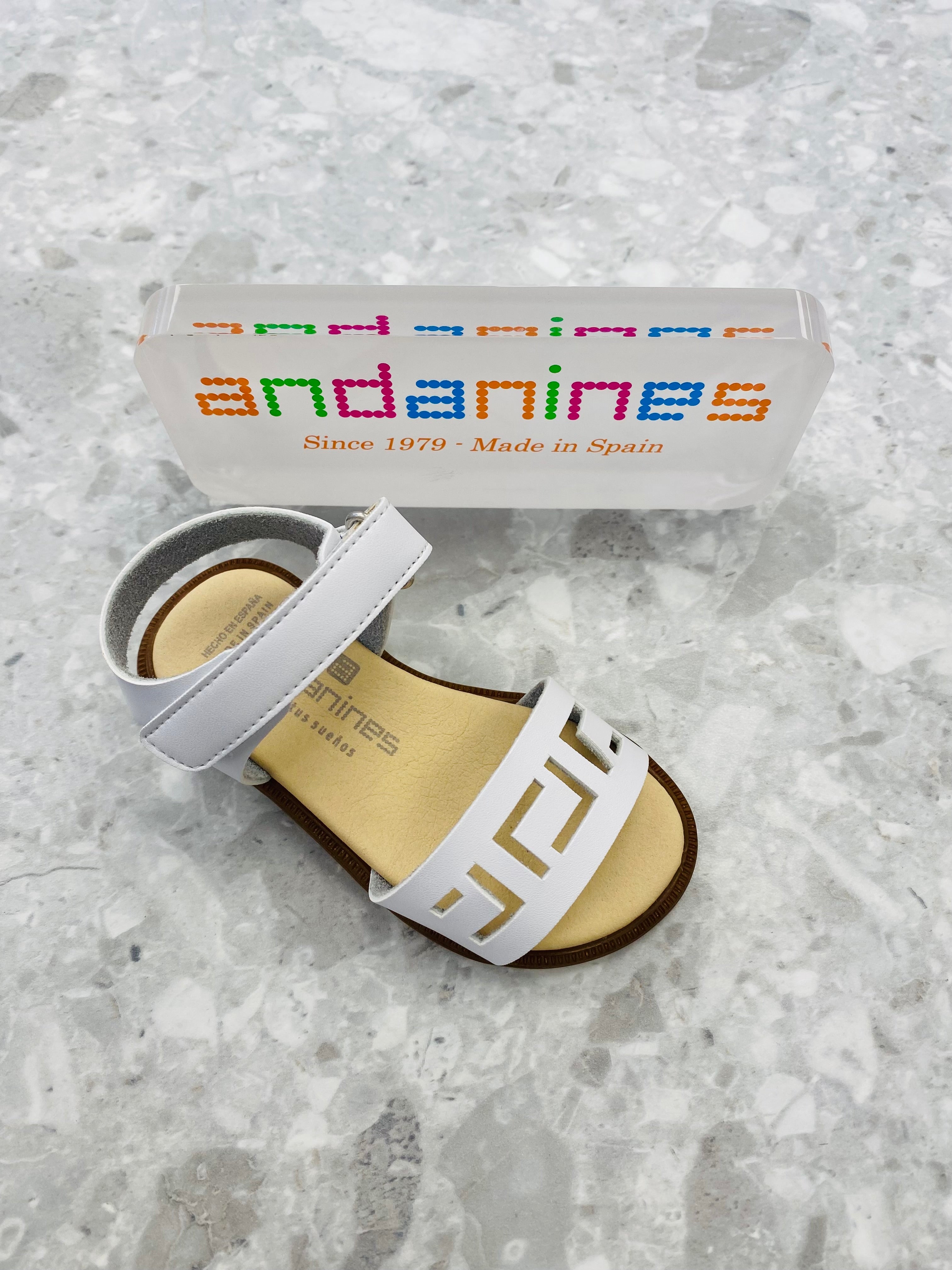 ANDANINES White Girls Leather Sandals