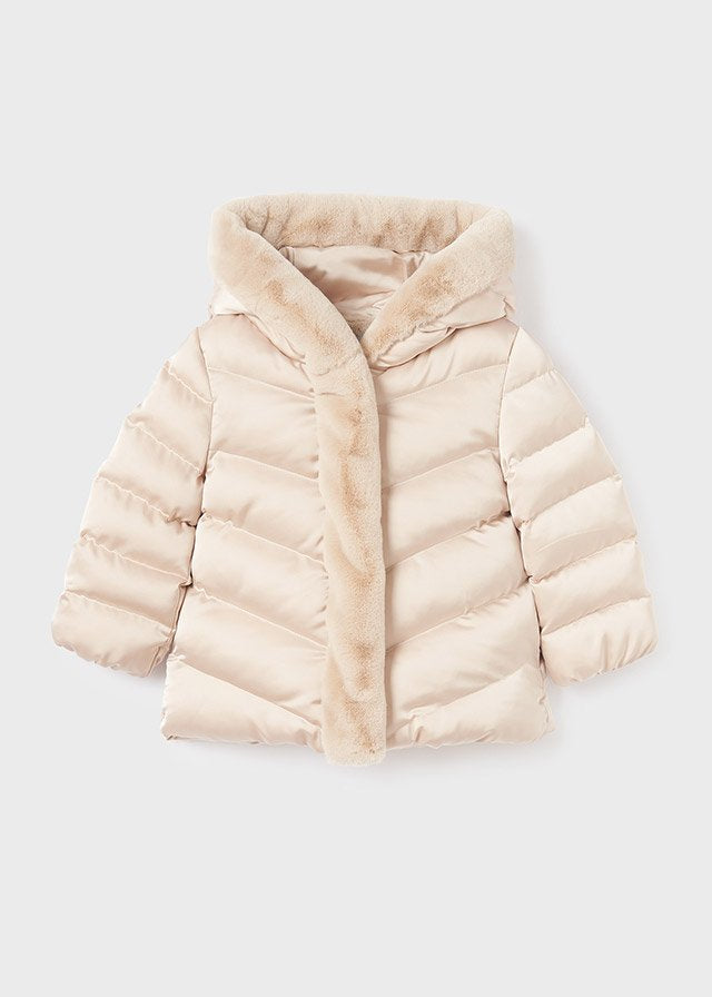ABEL & LULA AW24 Beige Girls Satin Padded Coat - CLEARANCE SALE