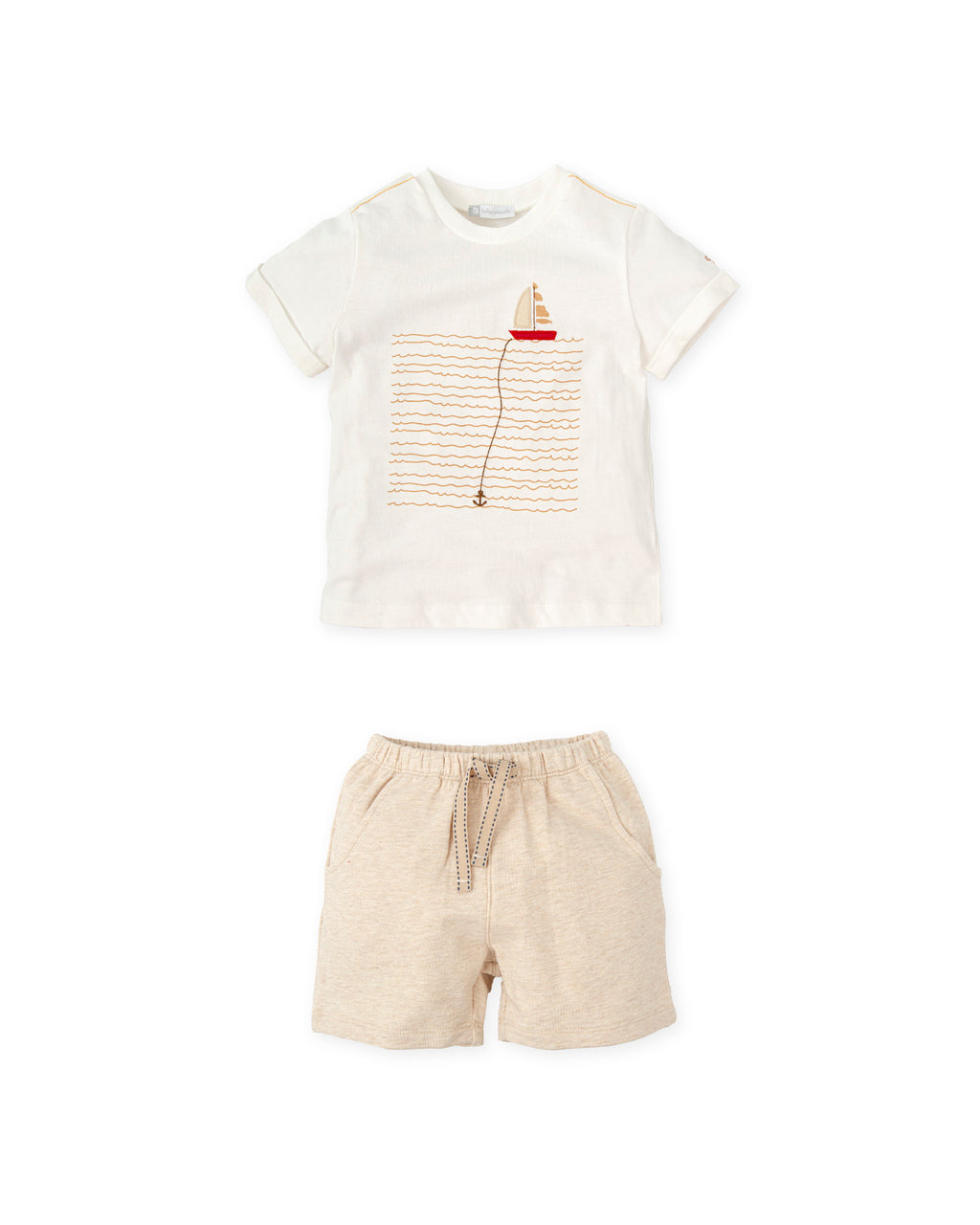 TUTTO PICCOLO SS25 Venecia Boys Beige Short Set