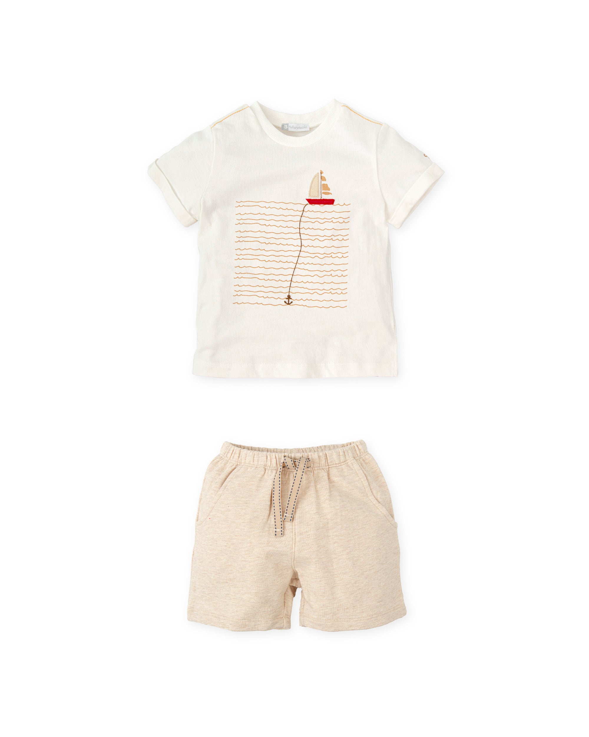 TUTTO PICCOLO SS25 Venecia Boys Beige Short Set