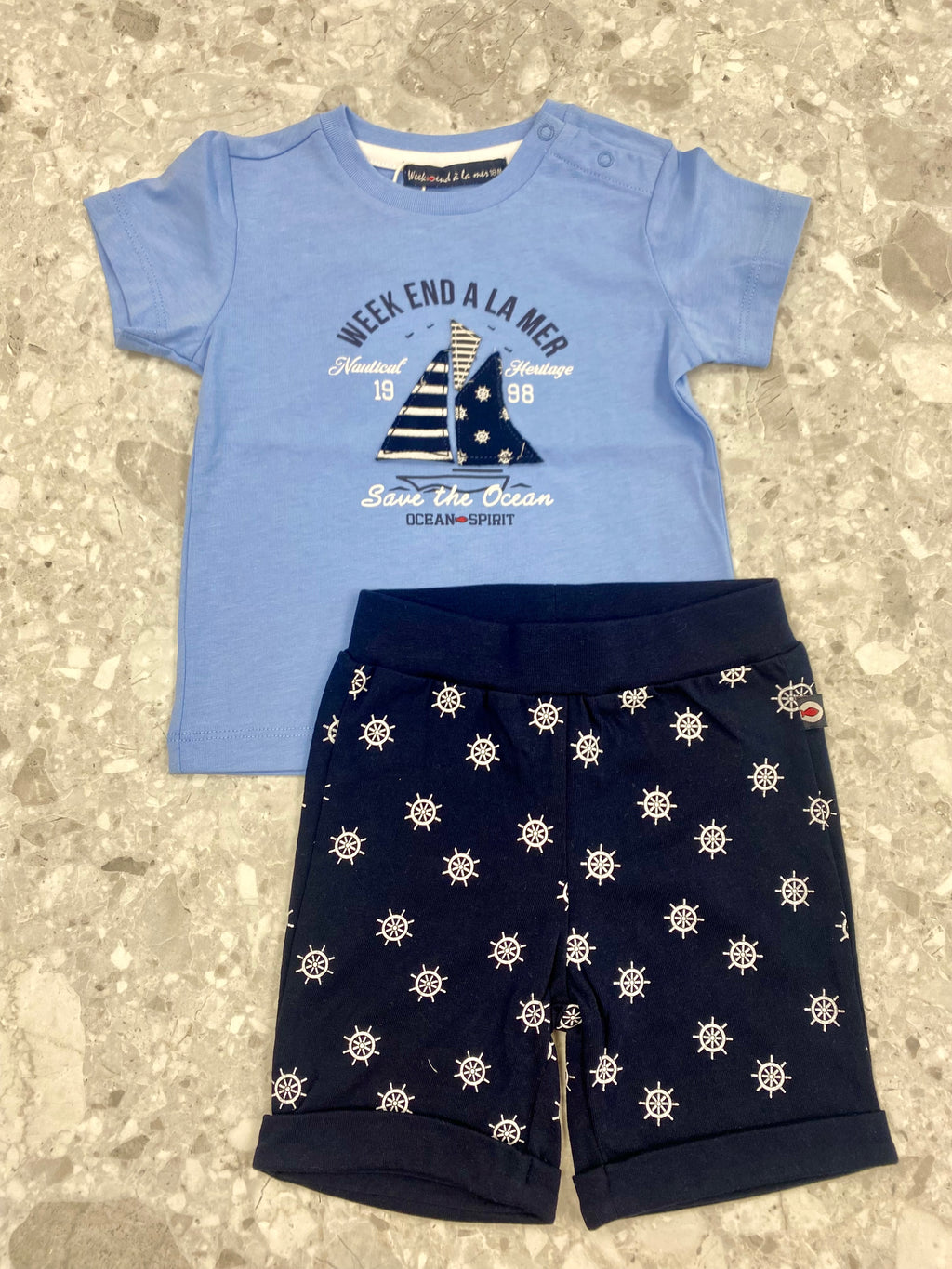 WEEKEND A LA MER Boys Delabombe Sky Blue Short Set