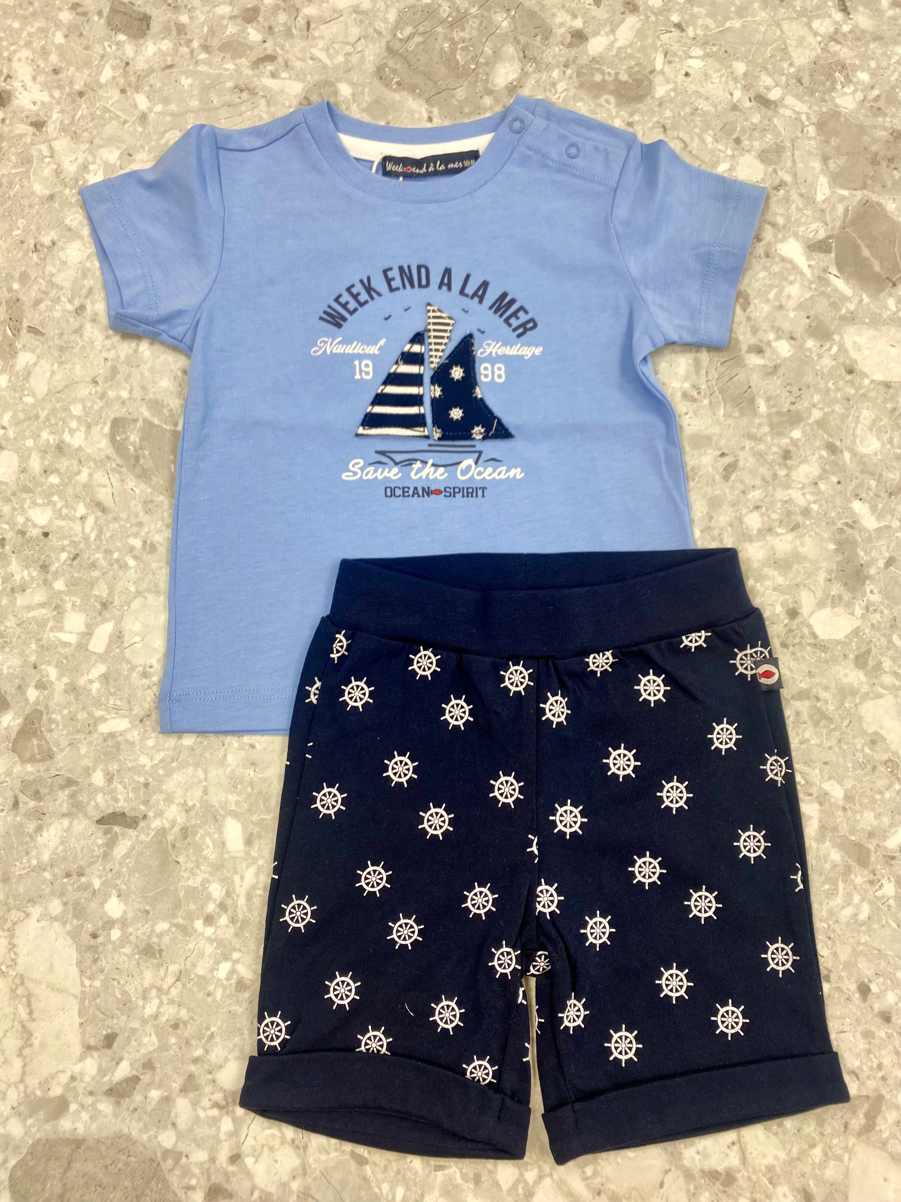 WEEKEND A LA MER Boys Delabombe Sky Blue Short Set