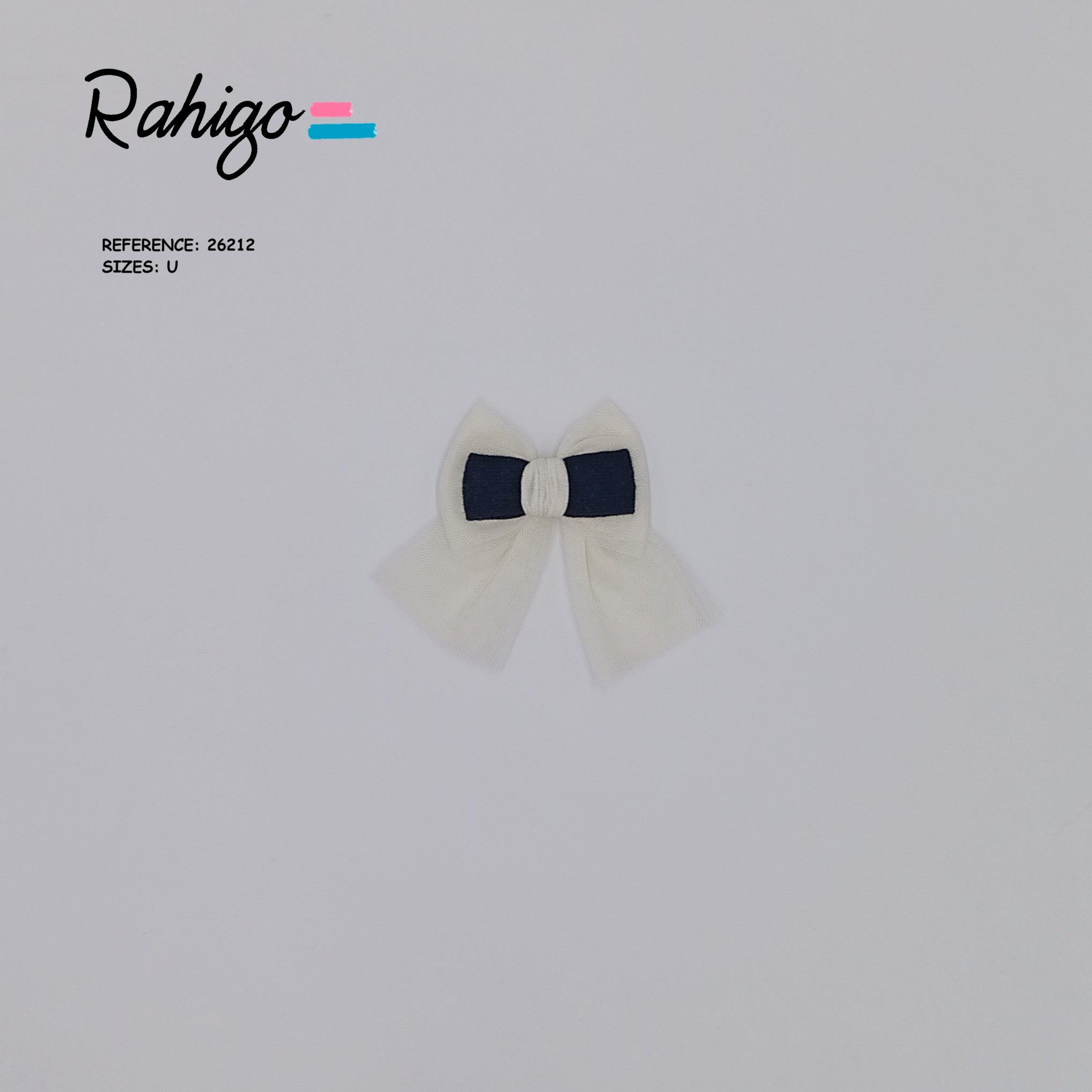 RAHIGO Navy & Cream Girls Tulle Hair Bow - 26212