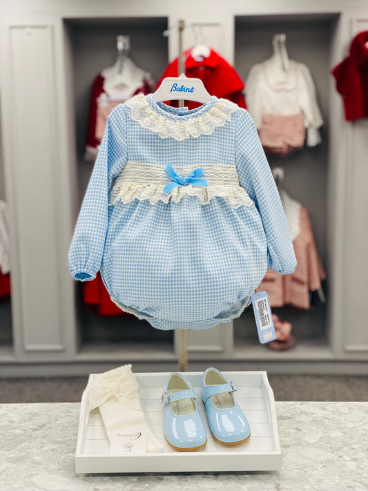 AW25 BABINE Blue Dogtooth Girls Romper - 2612103