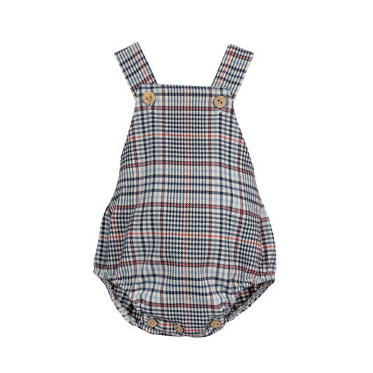 CALAMARO Tietar Navy & Orange Check Boys Romper - 32456