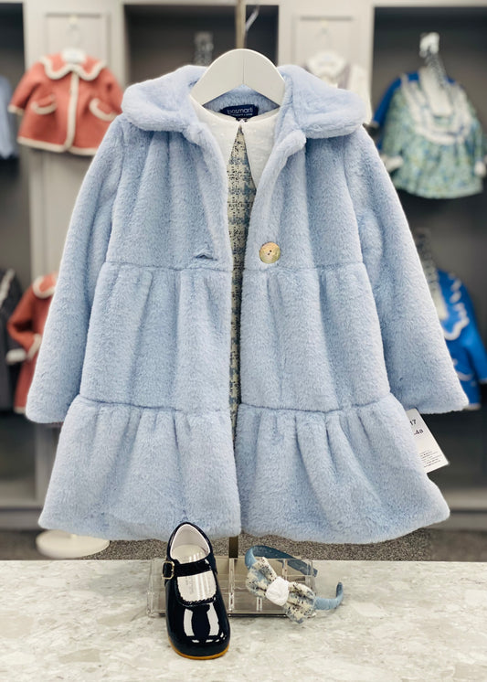 BASMARTI AW24 Blue Faux Fur Girls Coat - 24517