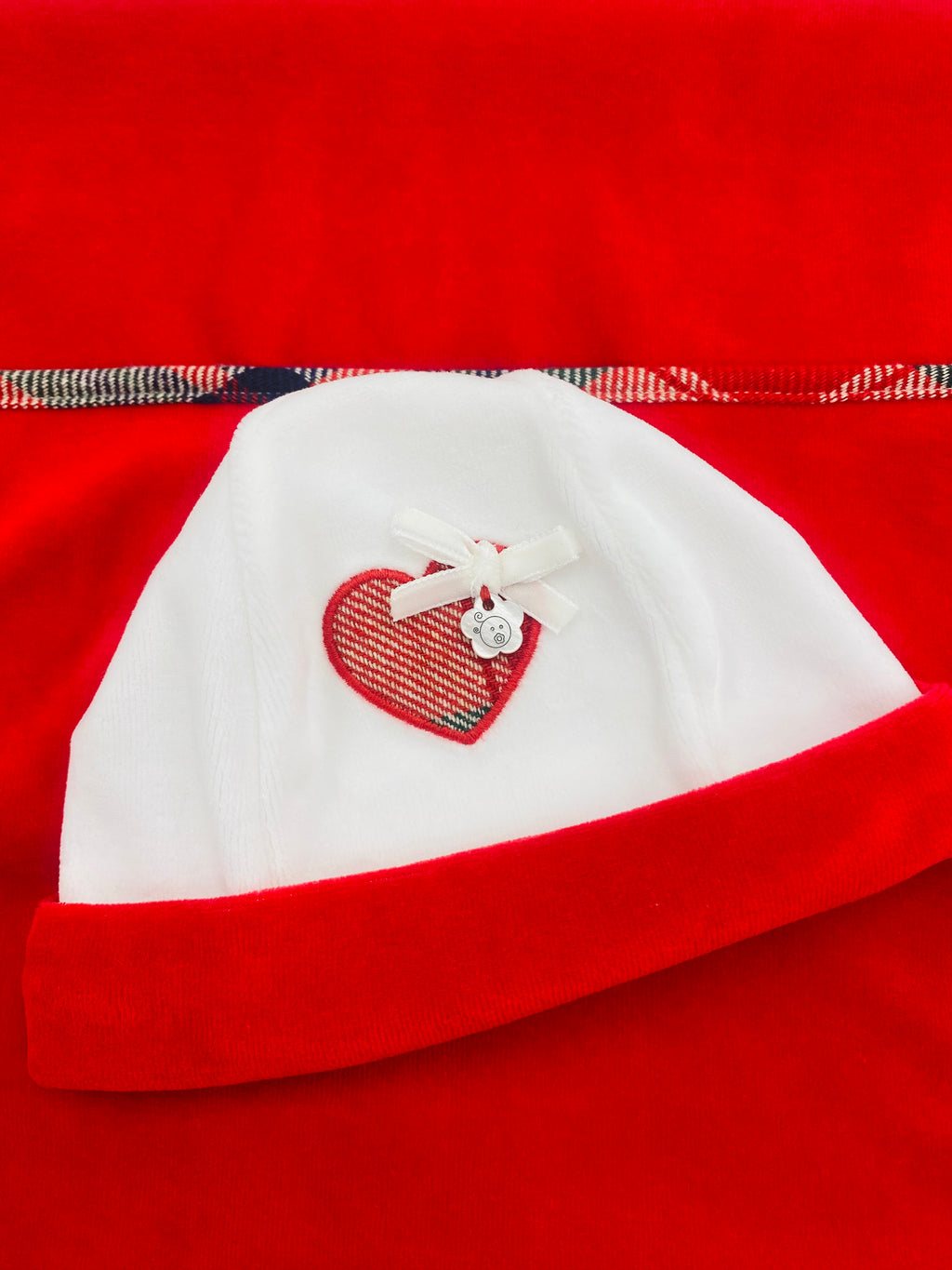 AW25 DEOLINDA Christmas Girls Red Tartan Velour Hat - 25G23