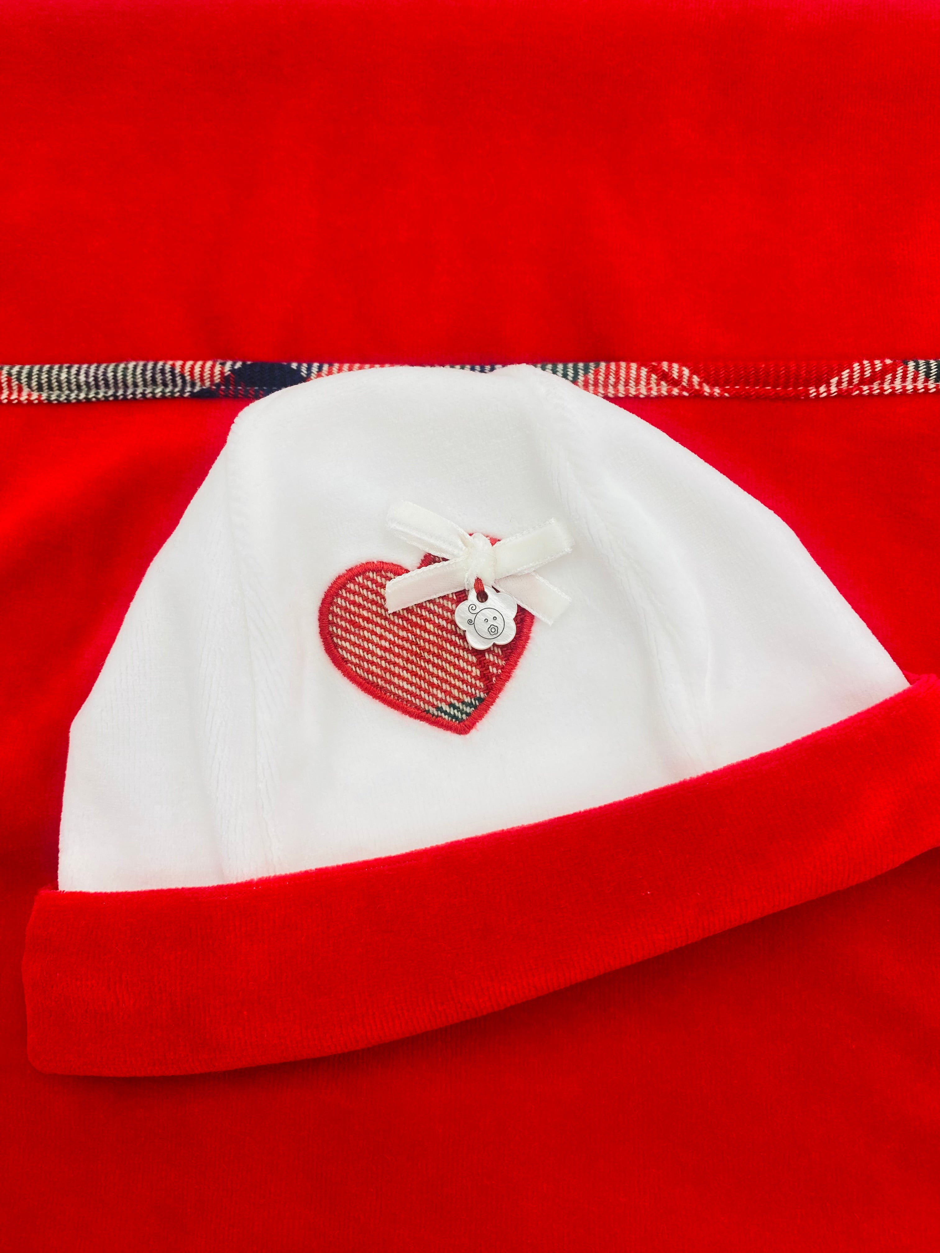 AW25 DEOLINDA Christmas Girls Red Tartan Velour Hat - 25G23