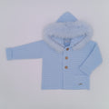 RAHIGO Boys Blue Knitted Coat with Fur Hood - C2001