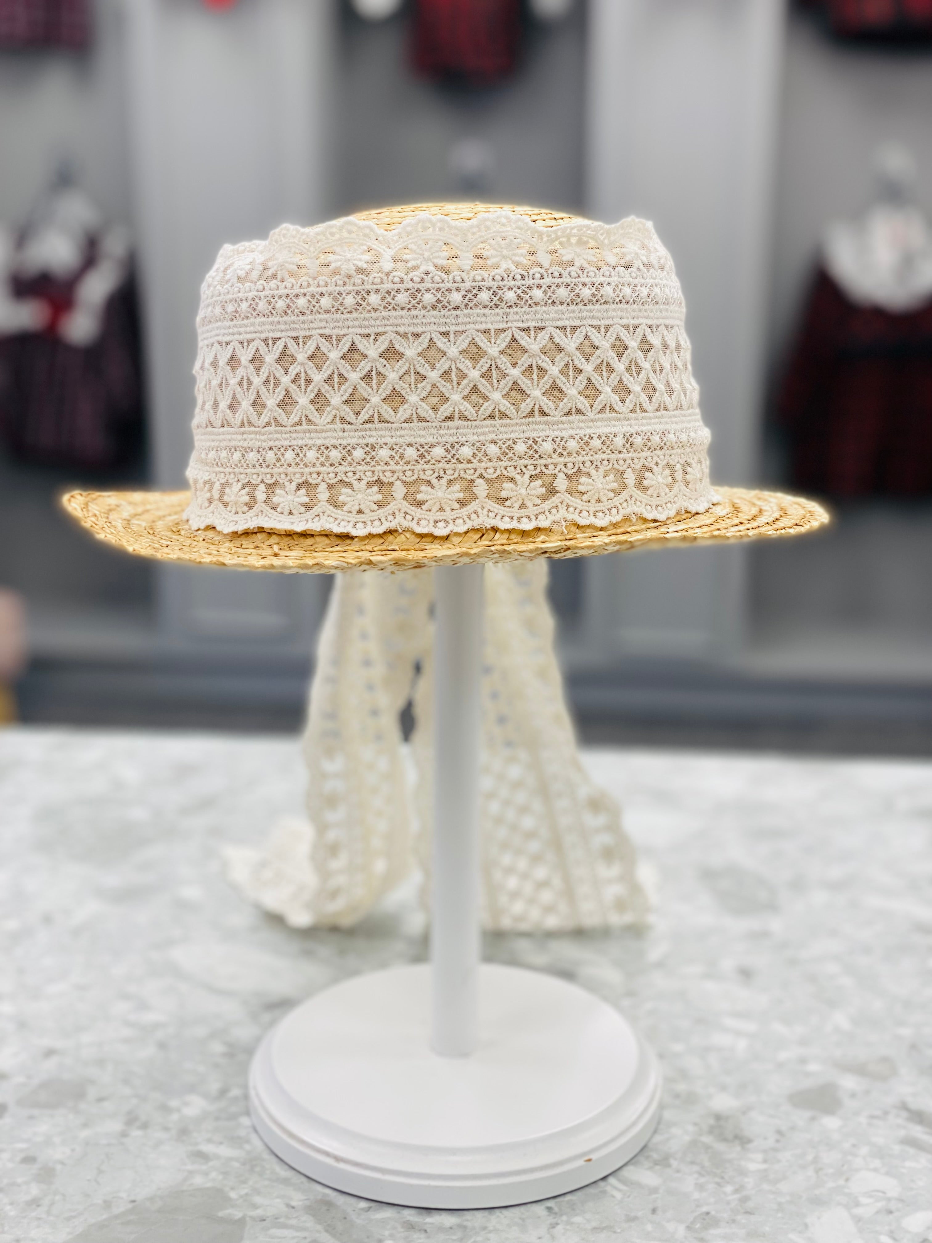 BASMARTI Parks Girls Straw Sun Hat with Lace Sash