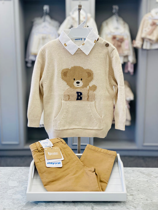 AW25 MAYORAL Boys Beige Teddy Trouser Set with Jumper