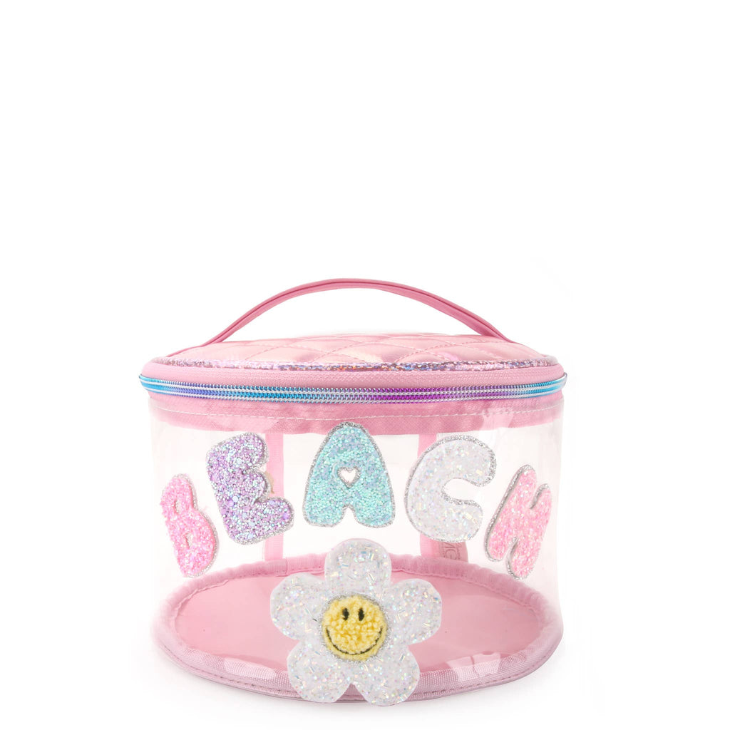 OMG Accessories Beach clear pink round glam bag
