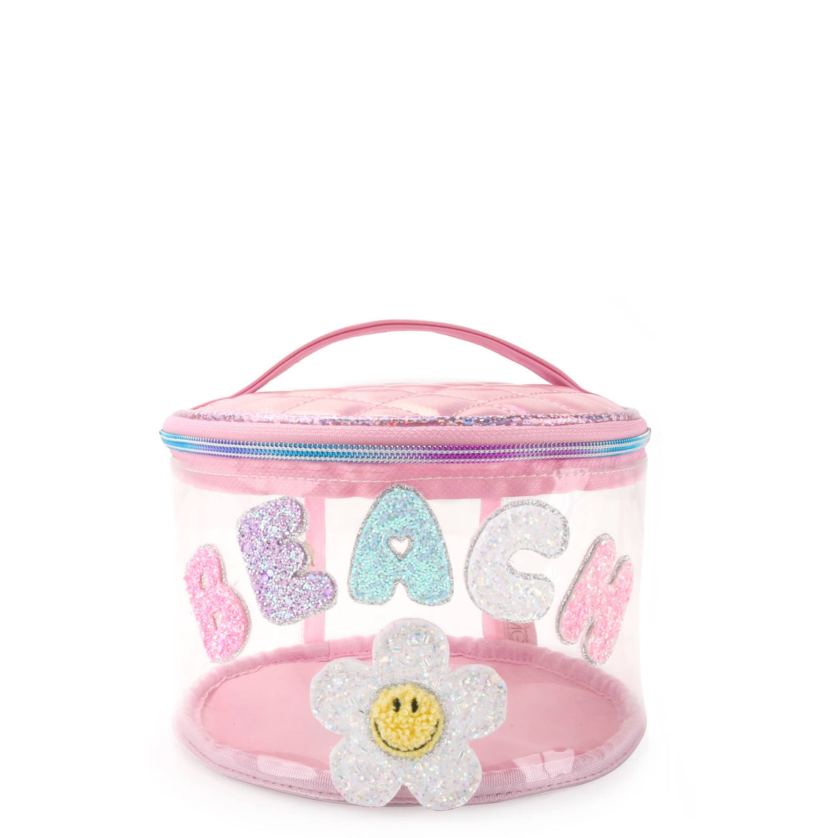 OMG Accessories Beach clear pink round glam bag