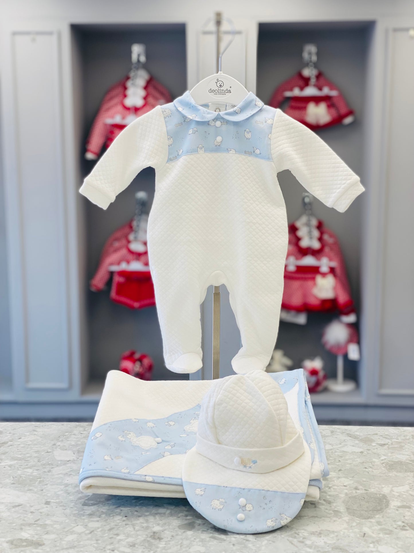 AW25 DEOLINDA Montana Boys Blue Four Piece Layette Set - 25115