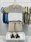 BIMBALO Boys Navy & Beige Knitted Top & Shorts