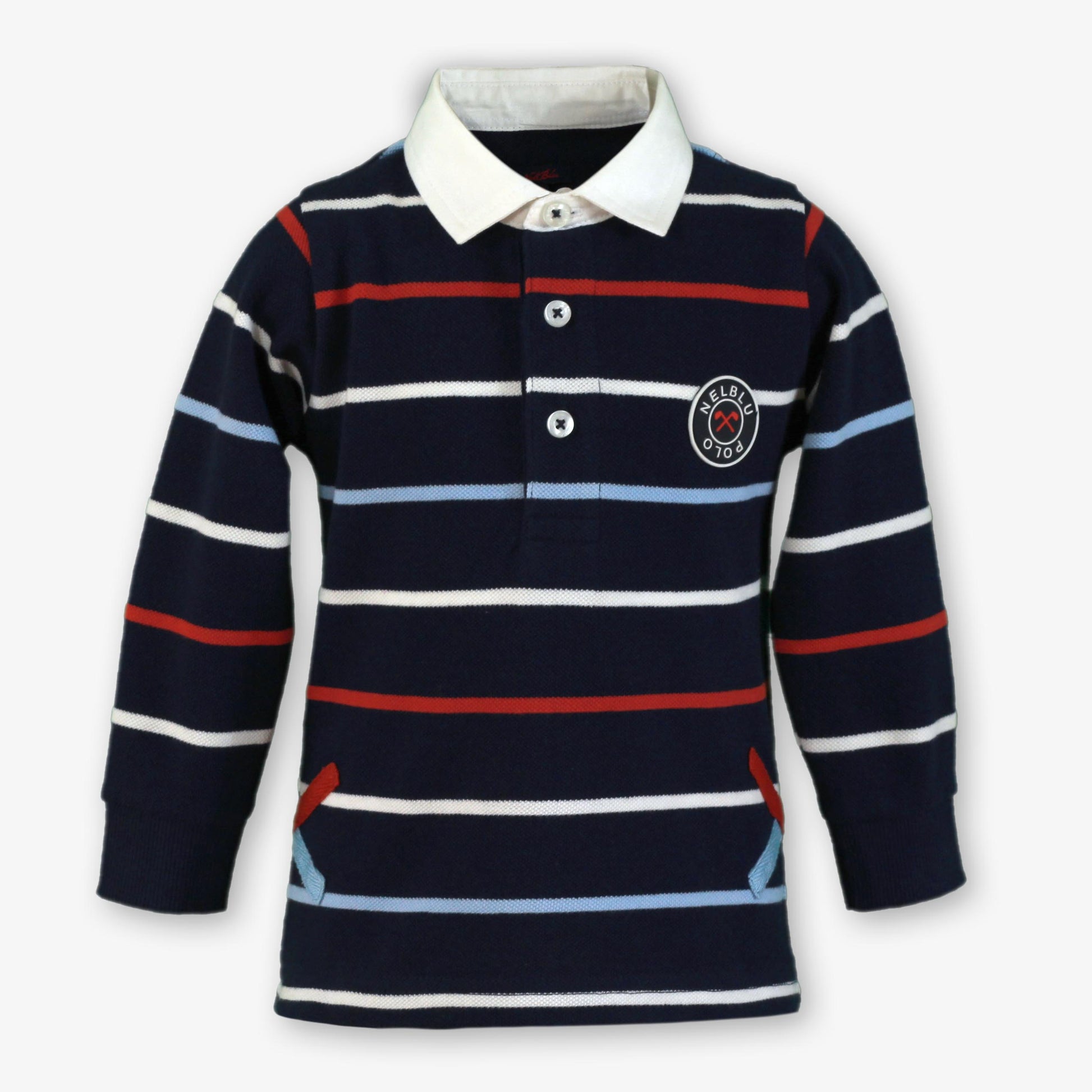 AW25 MIRANDA NEL BLU Boys Navy Stripe Polo & Joggers Set - 1103
