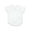 CALAMARO BASICS White Boys Short Sleeve Bodysuit with Collar
