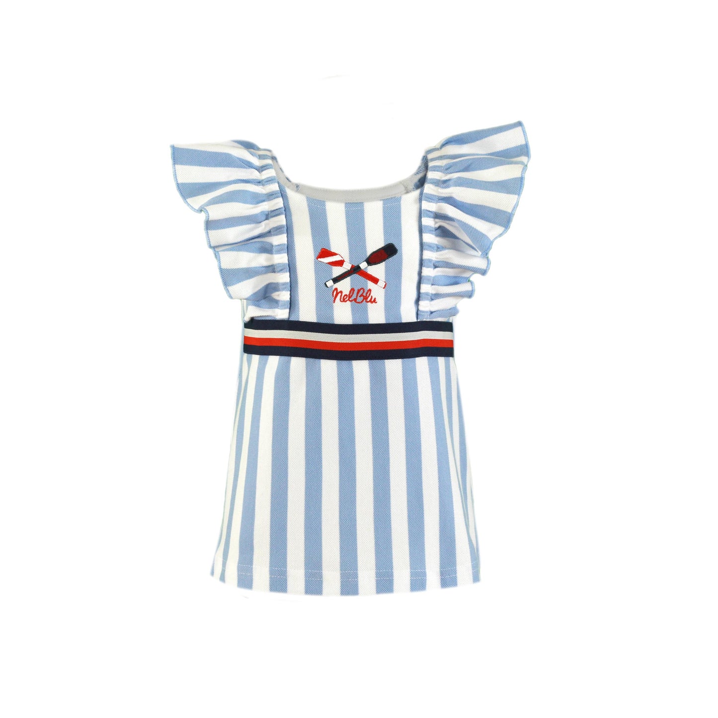 PRE ORDER MIRANDA NEL BLU Blue & White Stripe Baby Girls Dress - 1200
