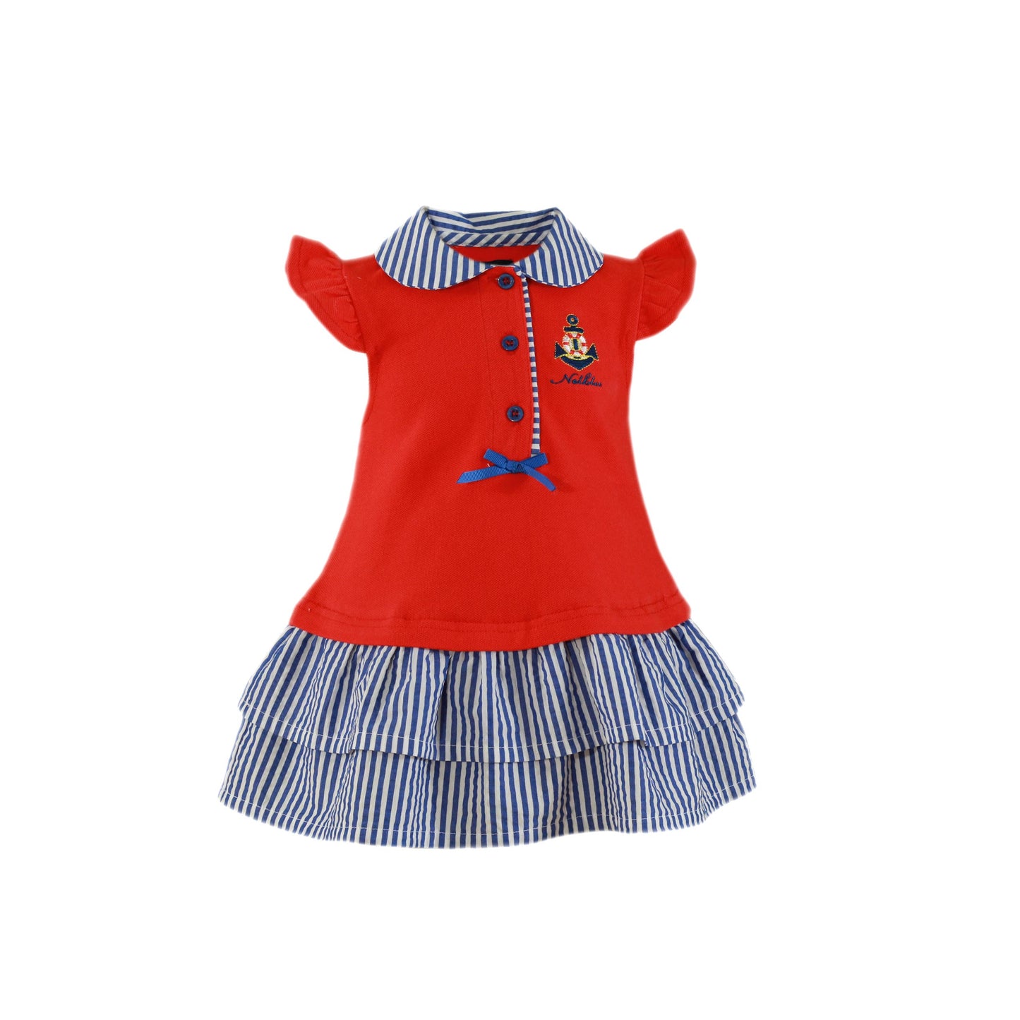 MIRANDA NEL BLU Red & Blue Baby Girls Polo Dress - 1207