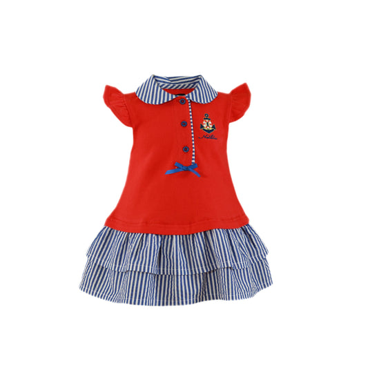 PRE ORDER MIRANDA NEL BLU Red & Blue Baby Girls Polo Dress - 1207