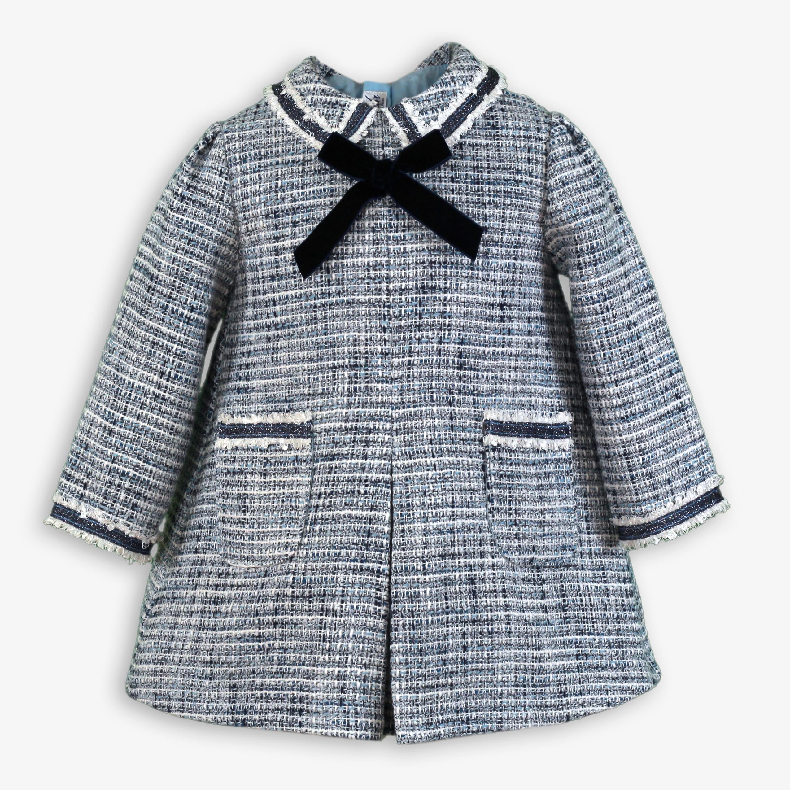 AW25 MIRANDA Blue Girls Tweed A-Line Dress - 129V
