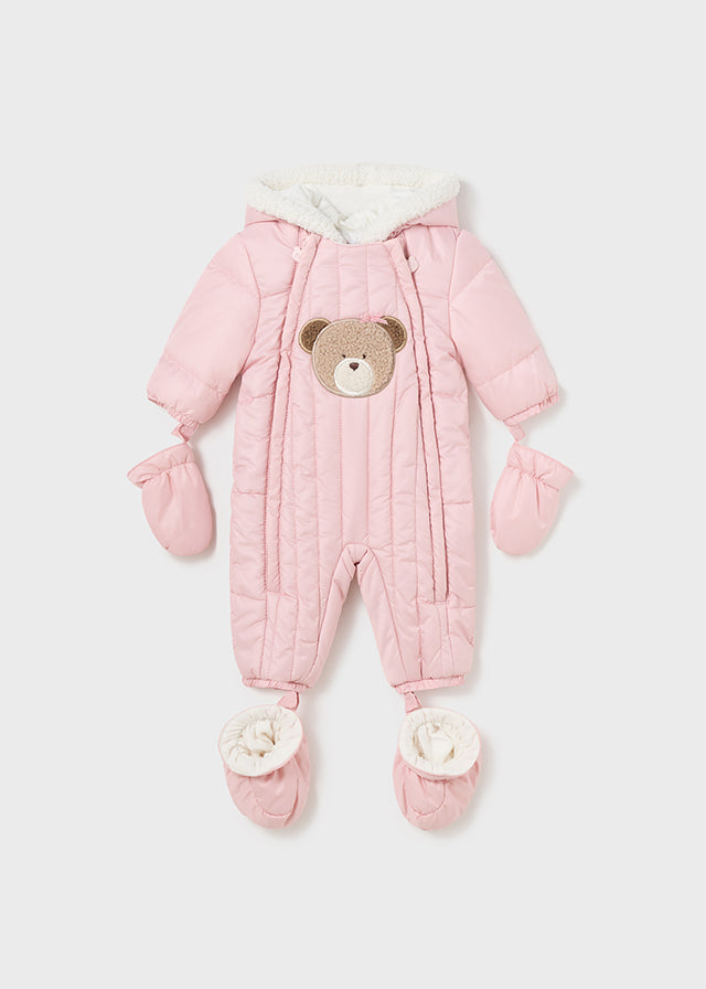 MAYORAL Baby Girls Pink Teddy Padded Snowsuit - 2675