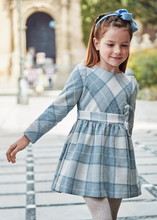 MAYORAL Girls Bluebell Lurex Check Dress - 4910