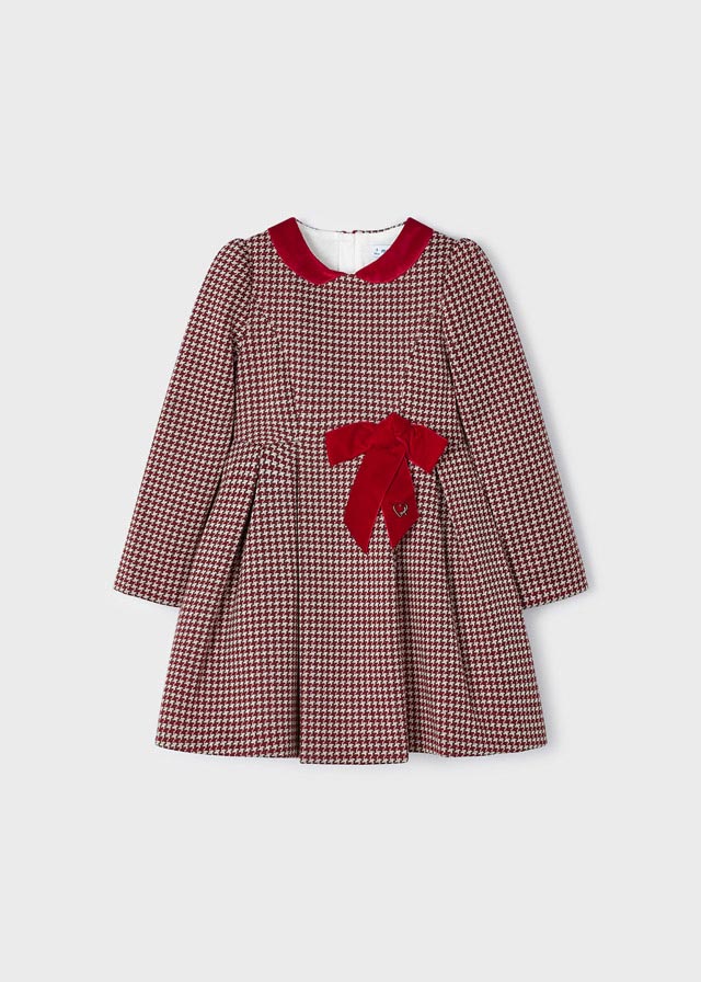 MAYORAL Girls Red Jacquard Dress - 4916