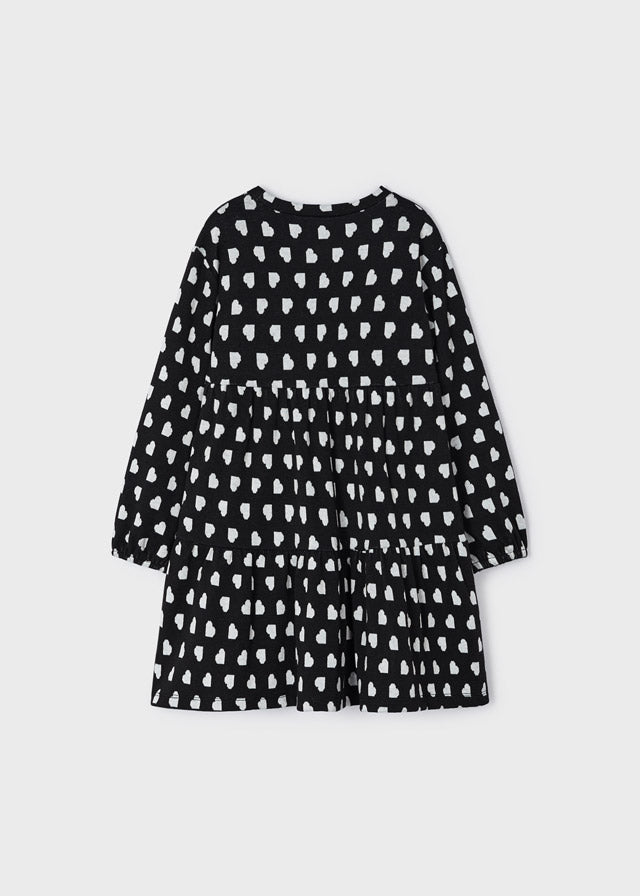 MAYORAL Girls Black Heart Print Dress with Handbag - 4932