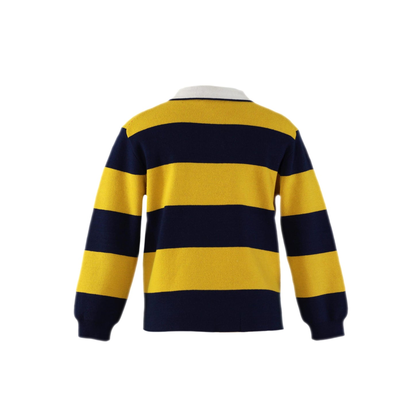 MIRANDA NEL BLUE Navy & Mustard Stripe Boys Knitted Polo Top - 1309