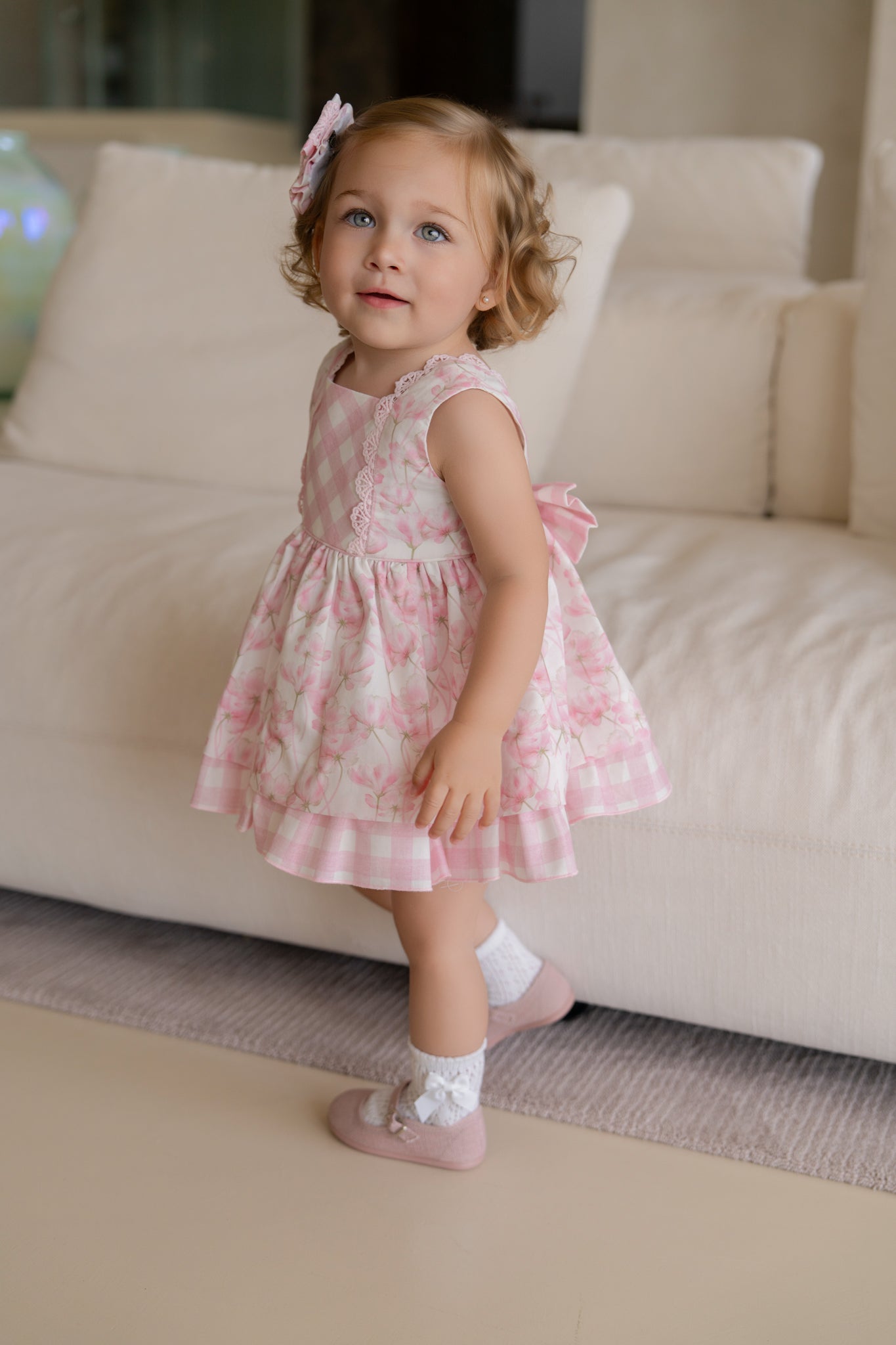 MIRANDA Pink Floral Girls Dress & Knickers - 133VB
