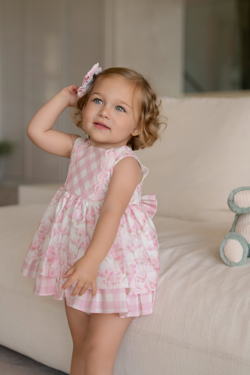 MIRANDA Pink Floral Girls Dress & Knickers - 133VB