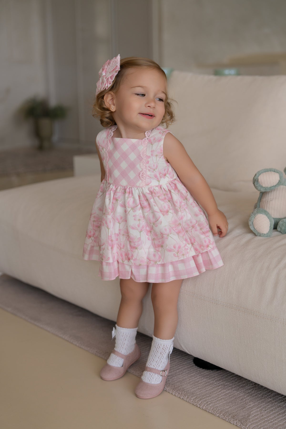 MIRANDA Pink Floral Girls Dress & Knickers - 133VB