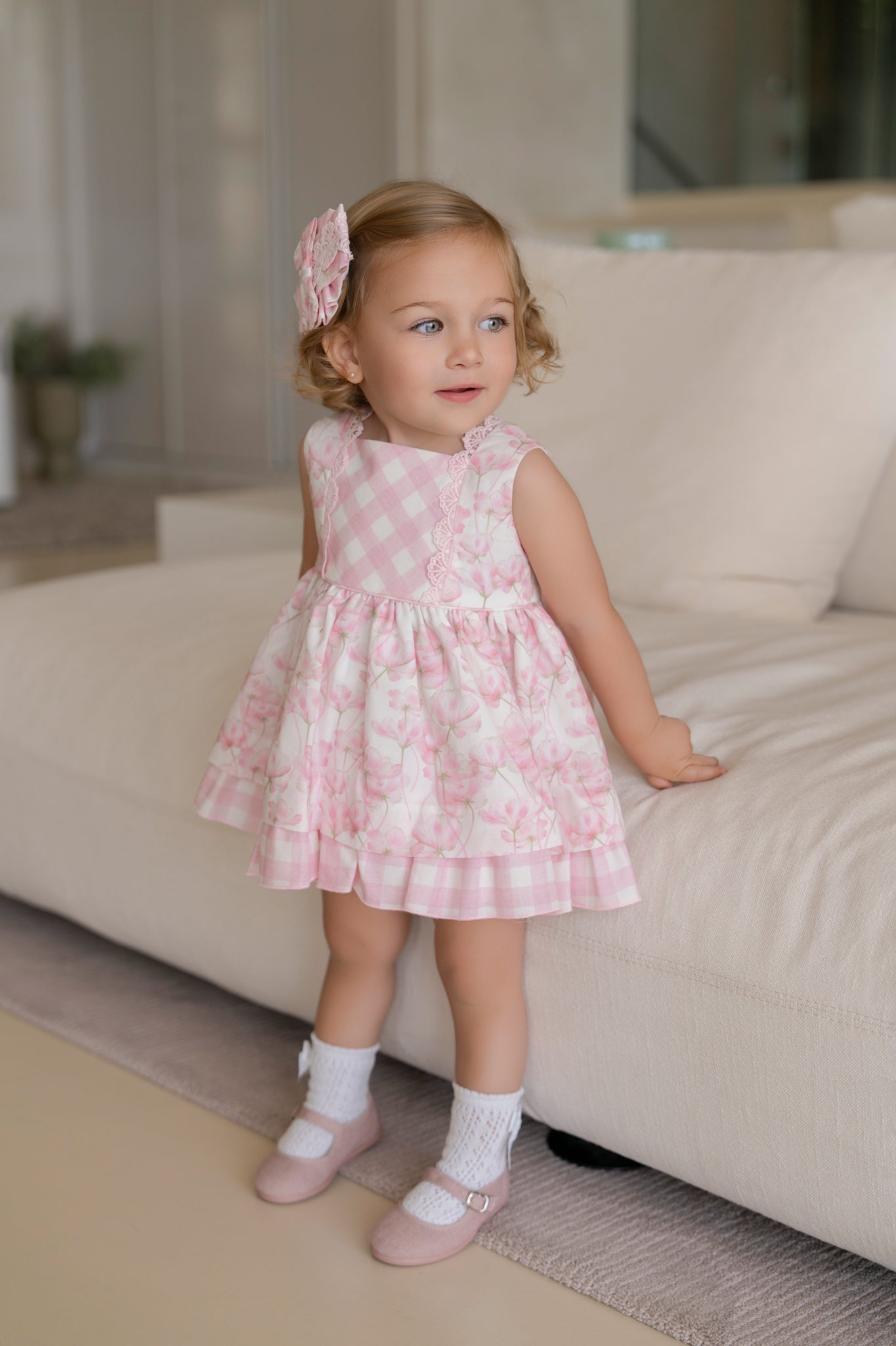 MIRANDA Pink Floral Girls Dress & Knickers - 133VB