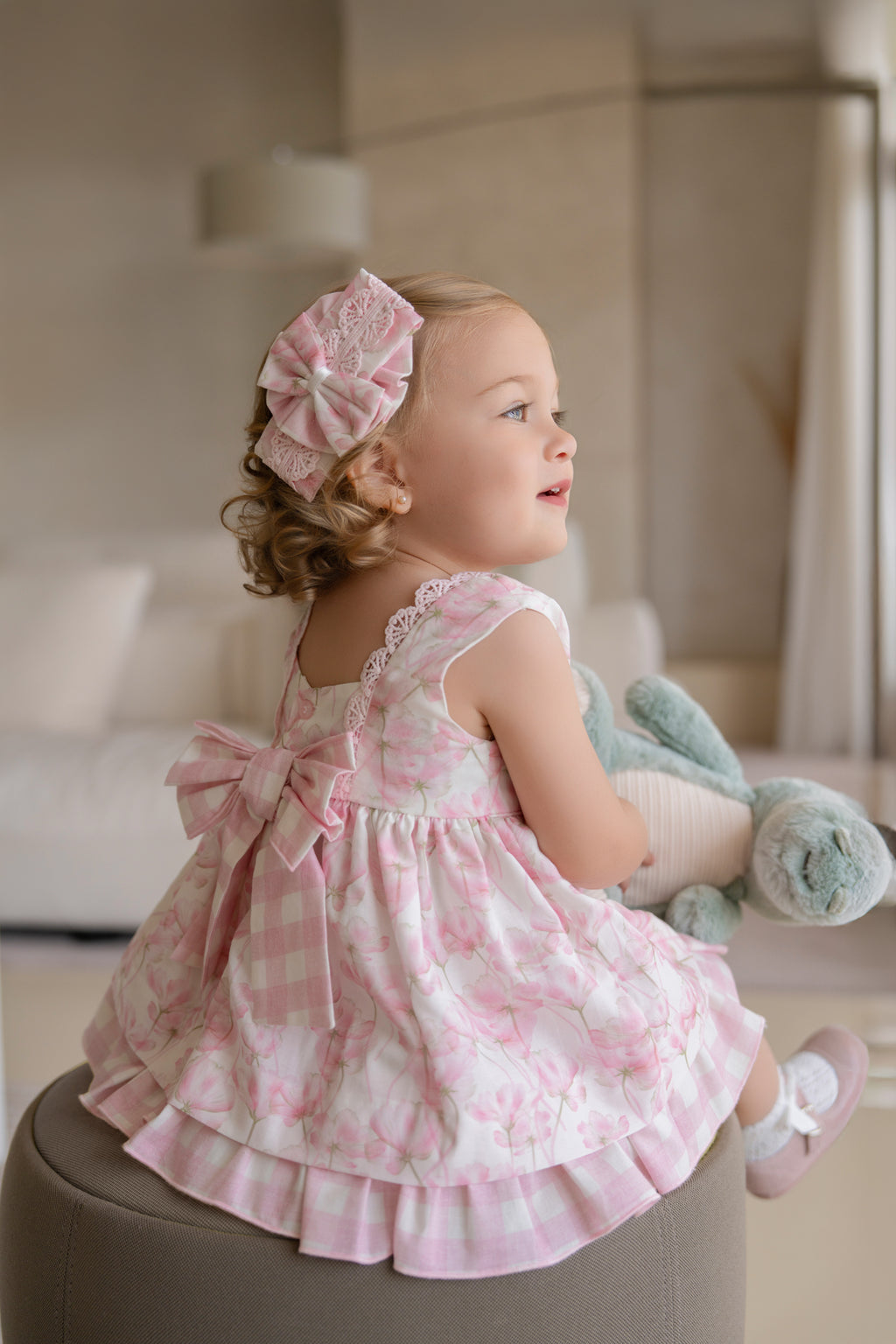 MIRANDA Pink Floral Girls Dress & Knickers - 133VB