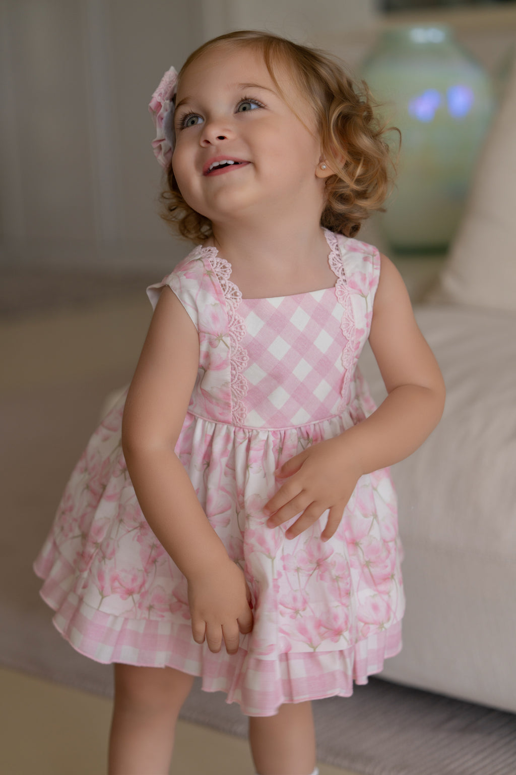 MIRANDA Pink Floral Girls Dress & Knickers - 133VB