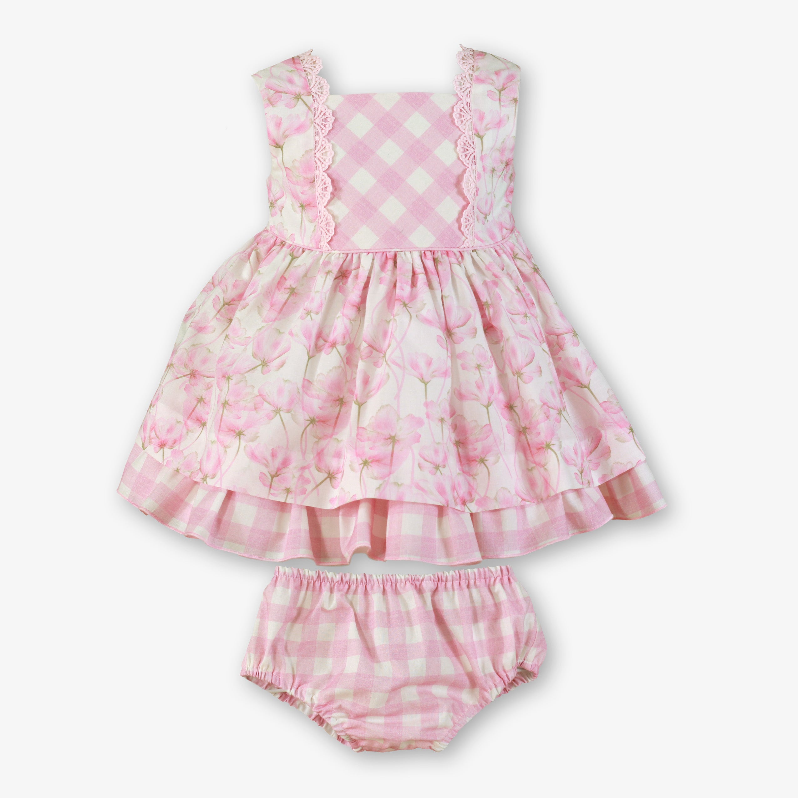 MIRANDA Pink Floral Girls Dress & Knickers - 133VB