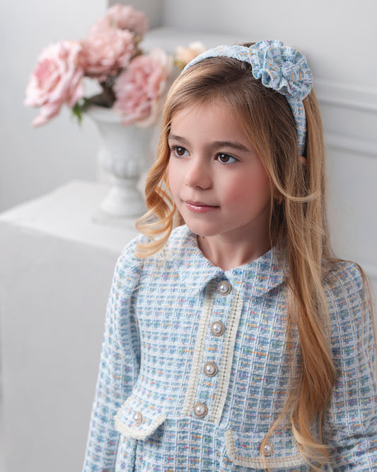 PRE ORDER AW25 ROCHY Chanel Girls Blue Tweed Headband - 26790