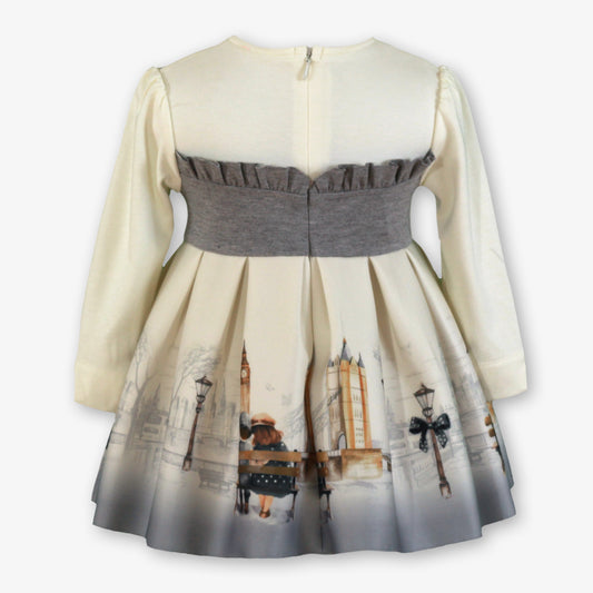 PRE ORDER AW25 MIRANDA Cream & Grey Girls Dress - 136V