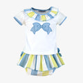 MIRANDA Blue & Yellow Stripe Girls Jam Pant Set 